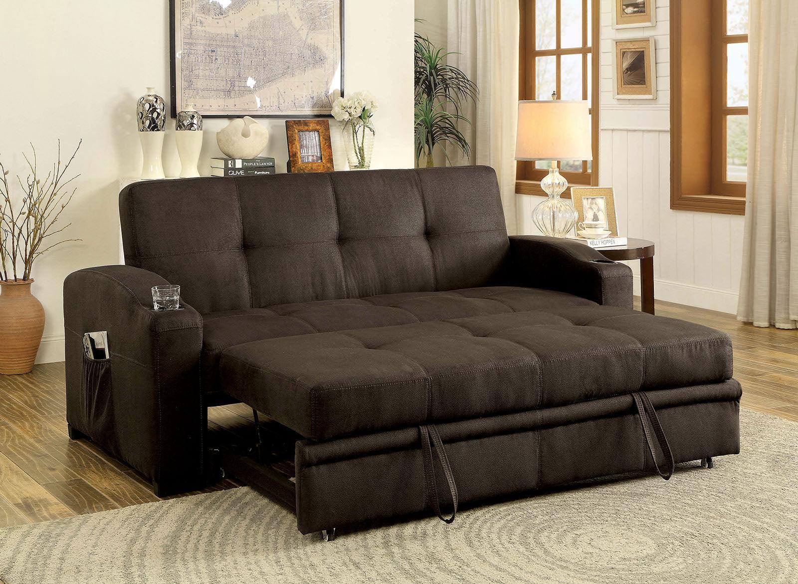 

    
Furniture of America CM2691 Mavis Futon sofa Dark Brown CM2691
