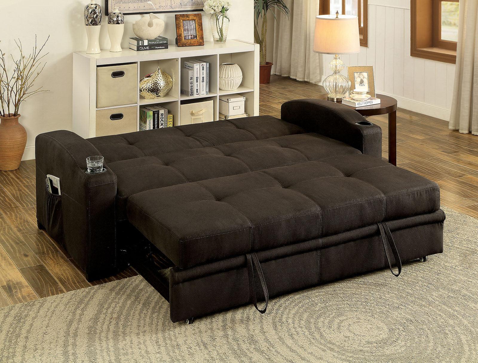 

                    
Furniture of America CM2691 Mavis Futon sofa Dark Brown Fabric Purchase 
