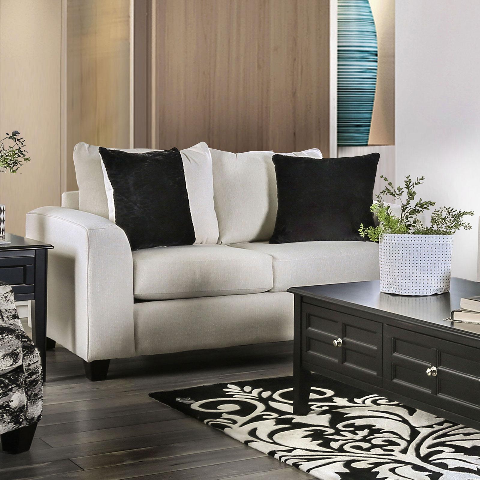 

    
Transitional Ivory Linen-like Fabric Loveseat Furniture of America SM5205IV-N-LV Barnett
