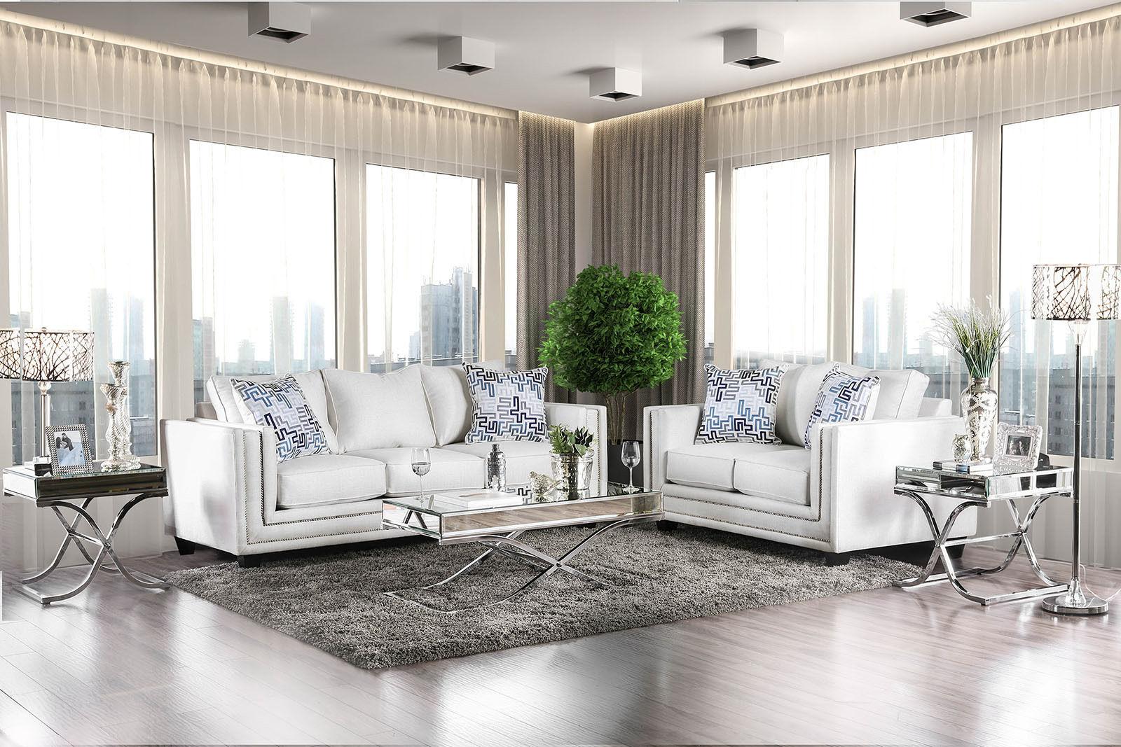 

    
Off-White Chenille Loveseat ILSE SM2675-LV Furniture of America Contemporary
