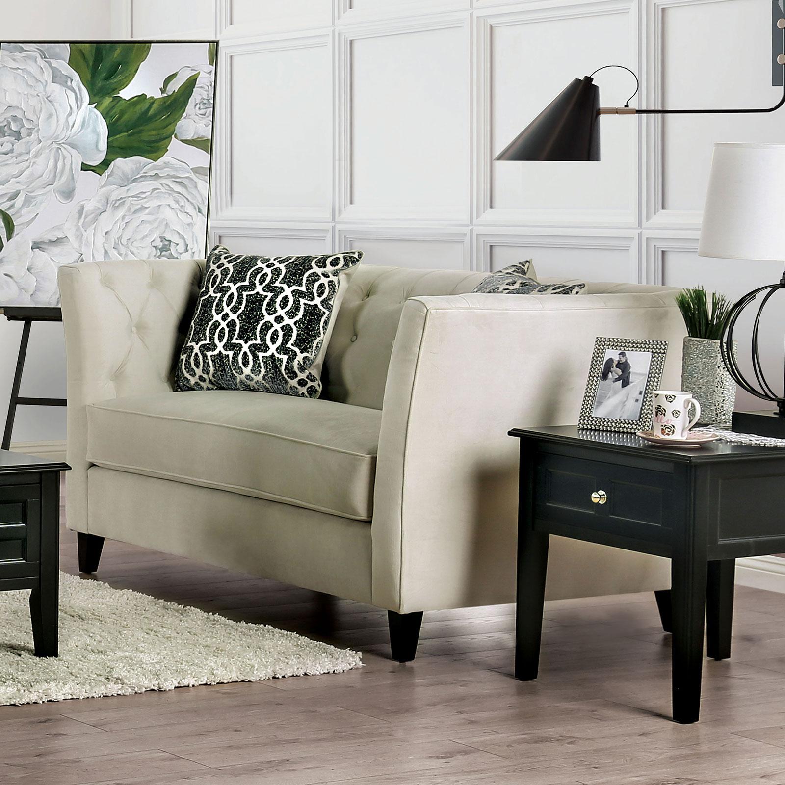 Transitional Loveseat MONAGHAN SM2665-LV SM2665-LV in Beige Fabric