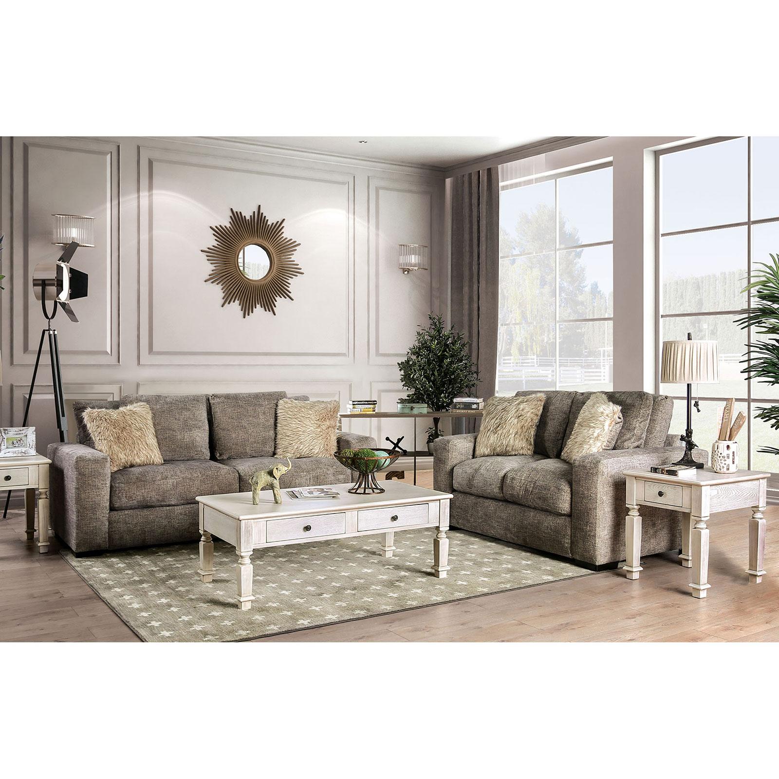 

    
Brown Fabric Loveseat CRANE SM5154-LV Furniture of America Transitional
