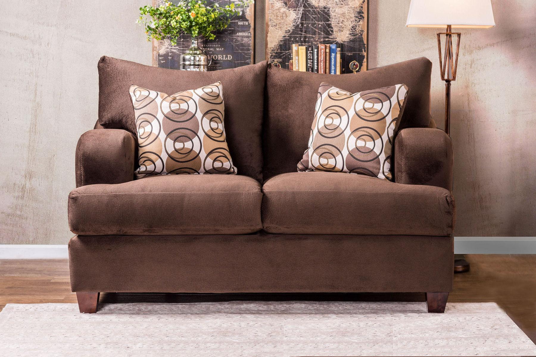 Transitional Loveseat WESSINGTON SM6131-LV SM6131-LV in Chocolate Chenille