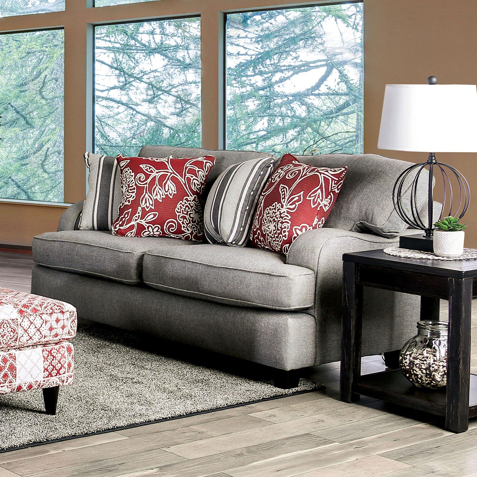 Transitional Loveseat AMES SM8250-LV SM8250-LV in Gray Fabric