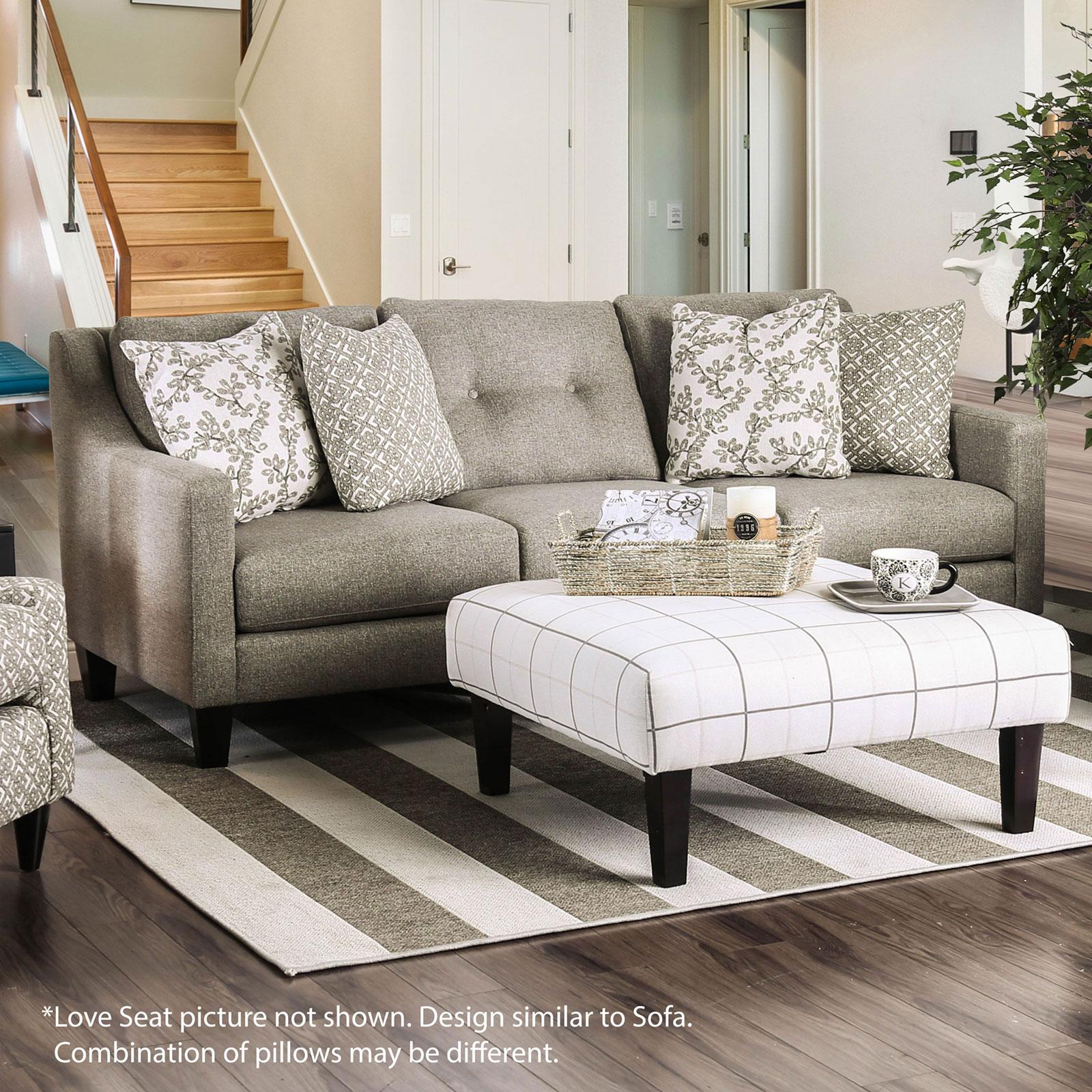 

    
Gray Fabric Loveseat DORSET SM8564-LV Furniture of America Transitional
