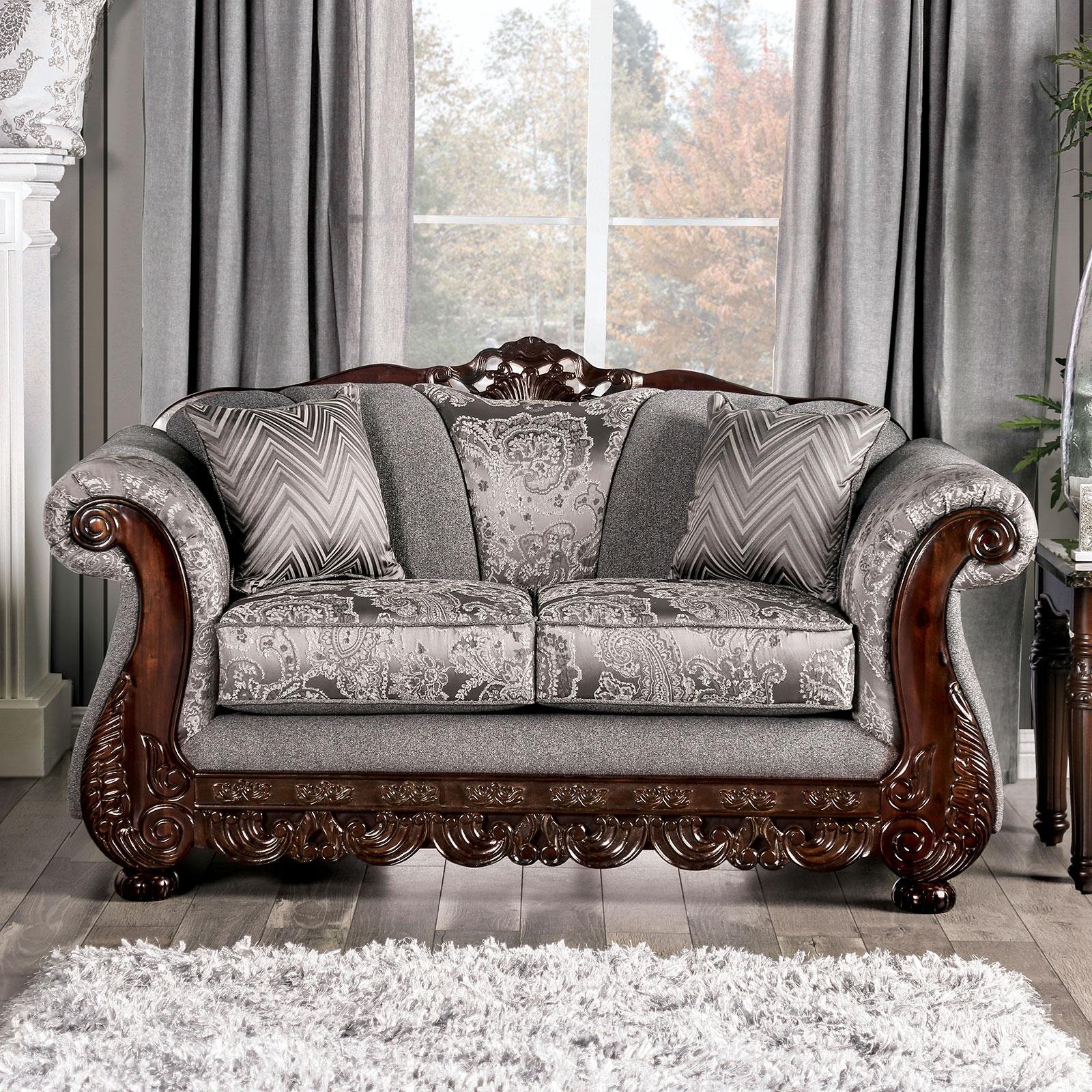 Traditional Loveseat NEWDALE SM6424-LV SM6424-LV in Gray Chenille