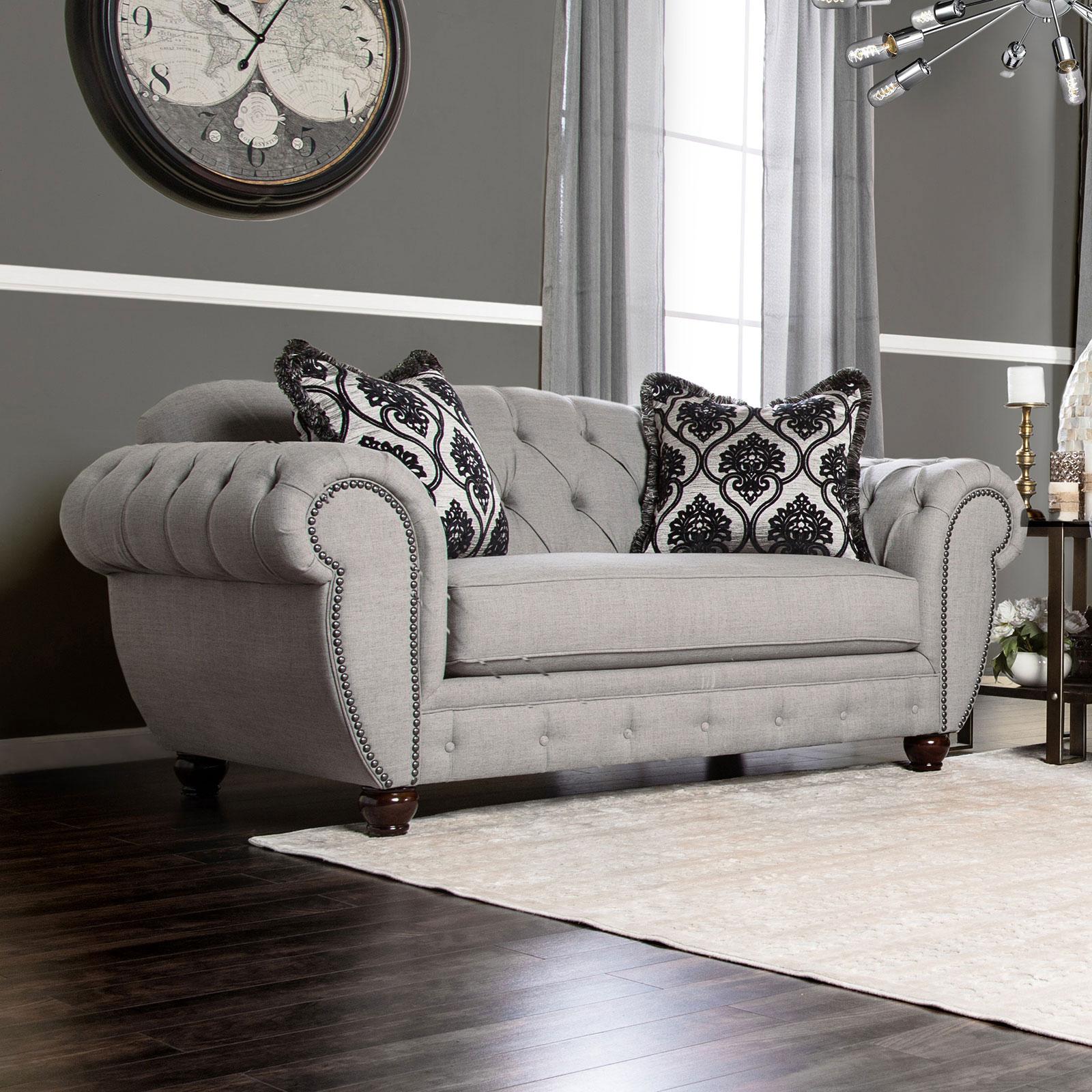 

    
Glam Gray Linen-like Fabric Loveseat VIVIANA SM2291-LV Furniture of America
