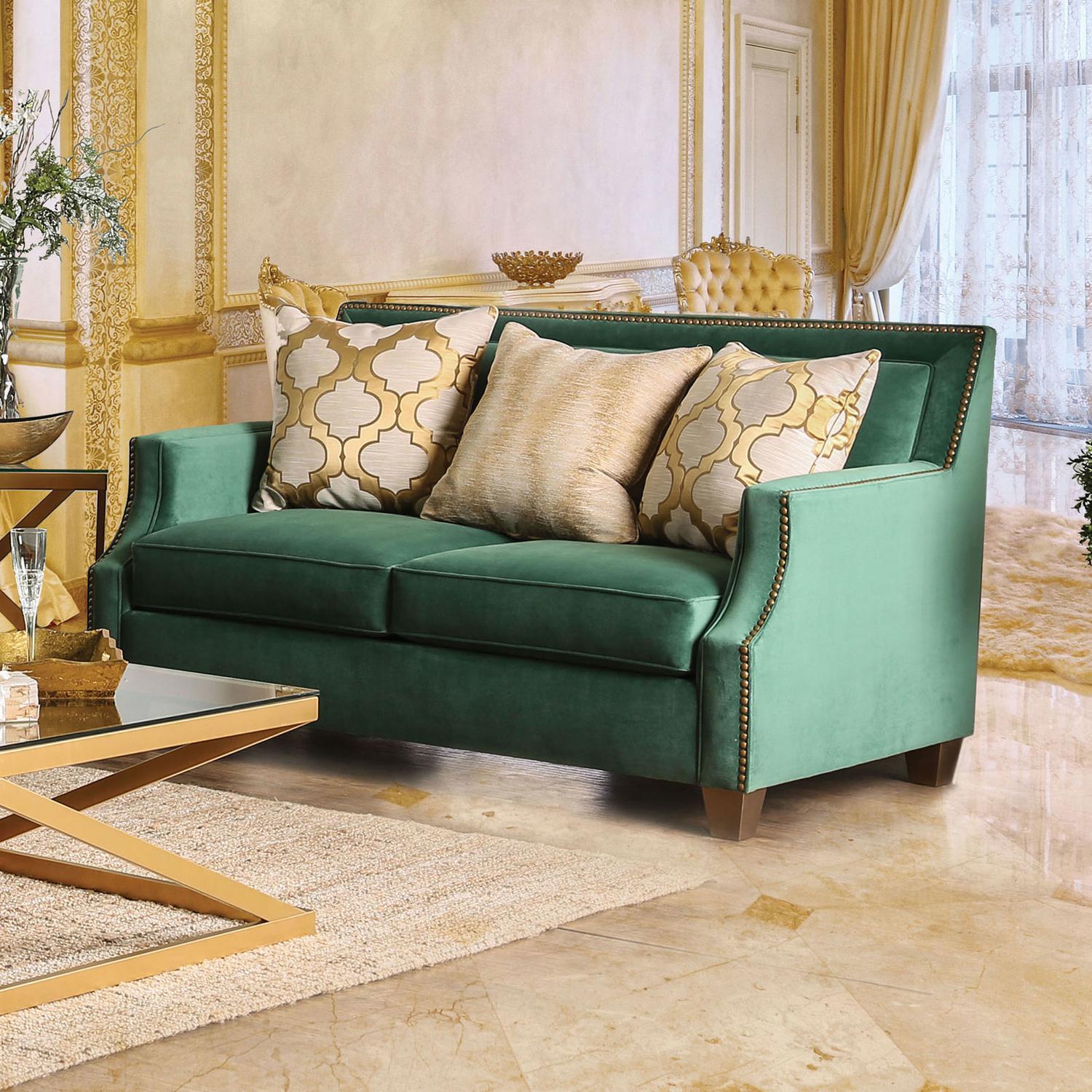

    
Emerald Green Microfiber Loveseat VERDANTE SM2271-LV Furniture of America Modern
