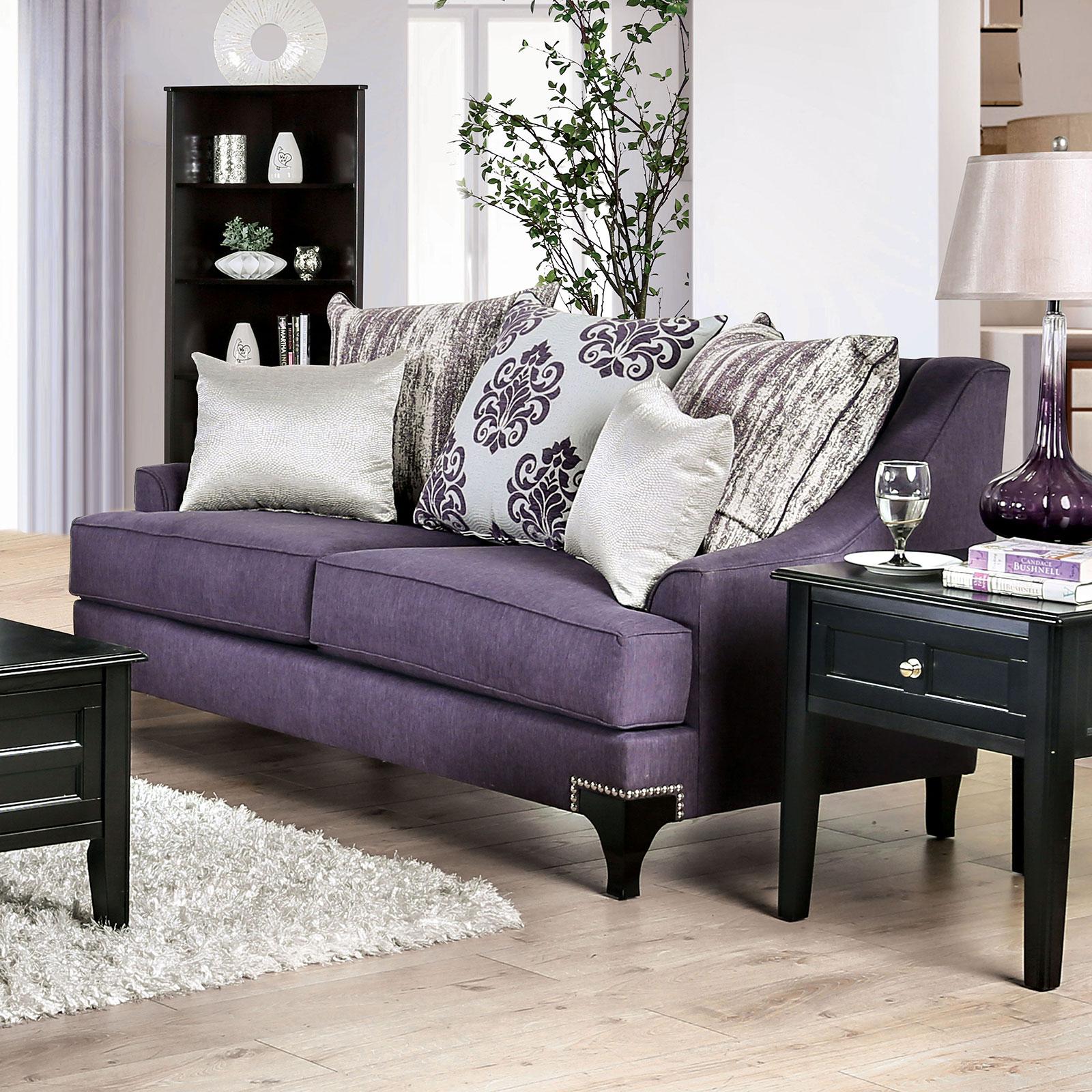 

    
Purple Chenille Loveseat SISSETON SM2208-LV Furniture of America Transitional

