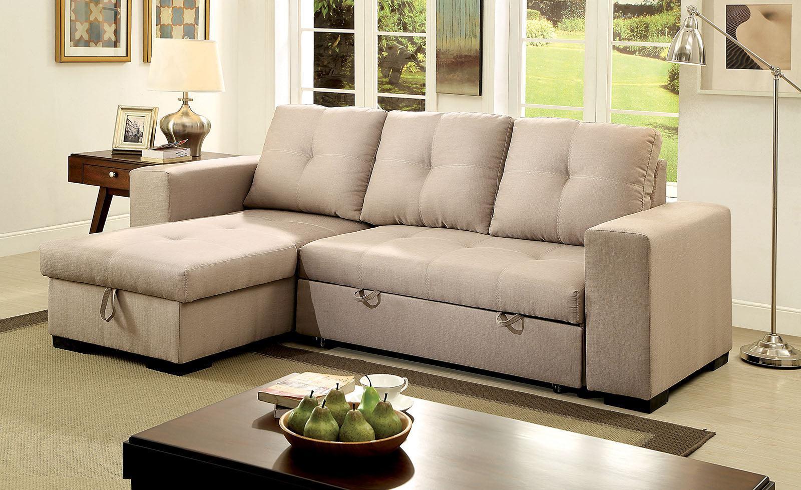 

    
Ivory Linen-like Fabric Sectional Sofa DENTON CM6149IV FOA Transitional
