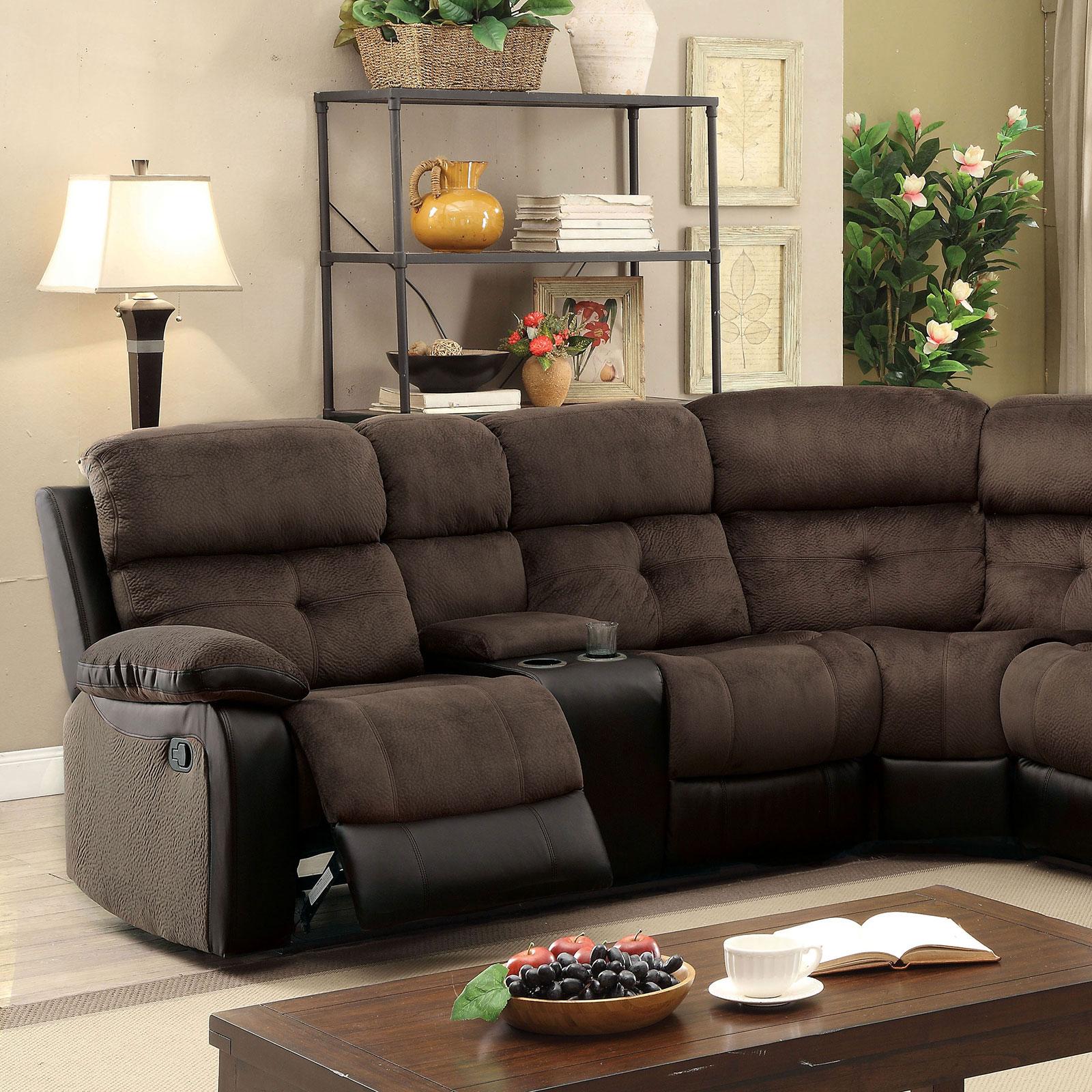 

    
Brown Fabric Sectional Sofa HADLEY CM6871 Furniture of America Transitional
