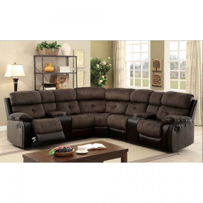 Transitional Reclining Sectional HADLEY CM6871 CM6871 in Brown Fabric