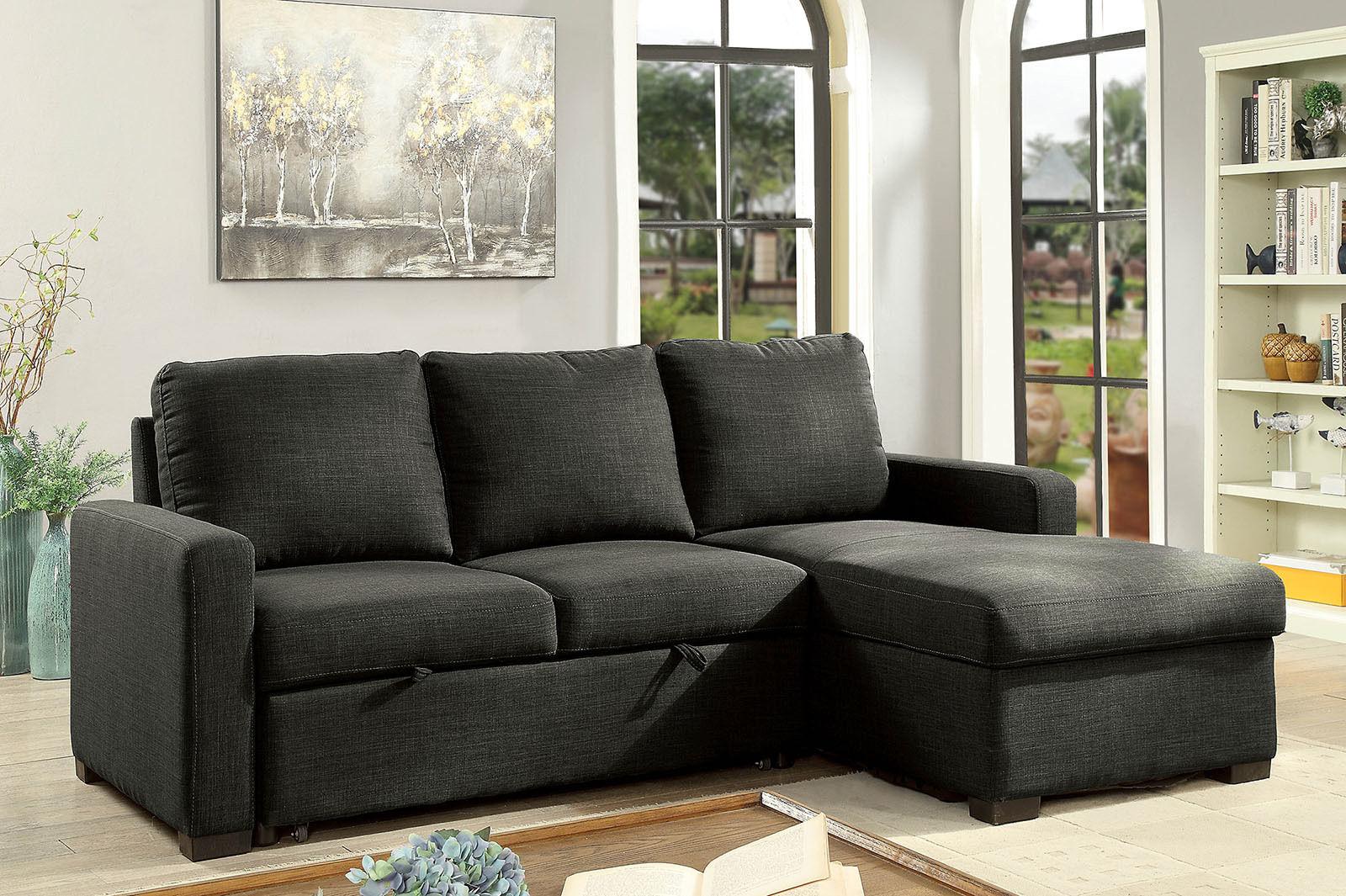 

    
Dark Gray Fabric Sectional Sofa ARABELLA CM6564DG Furniture of America Modern
