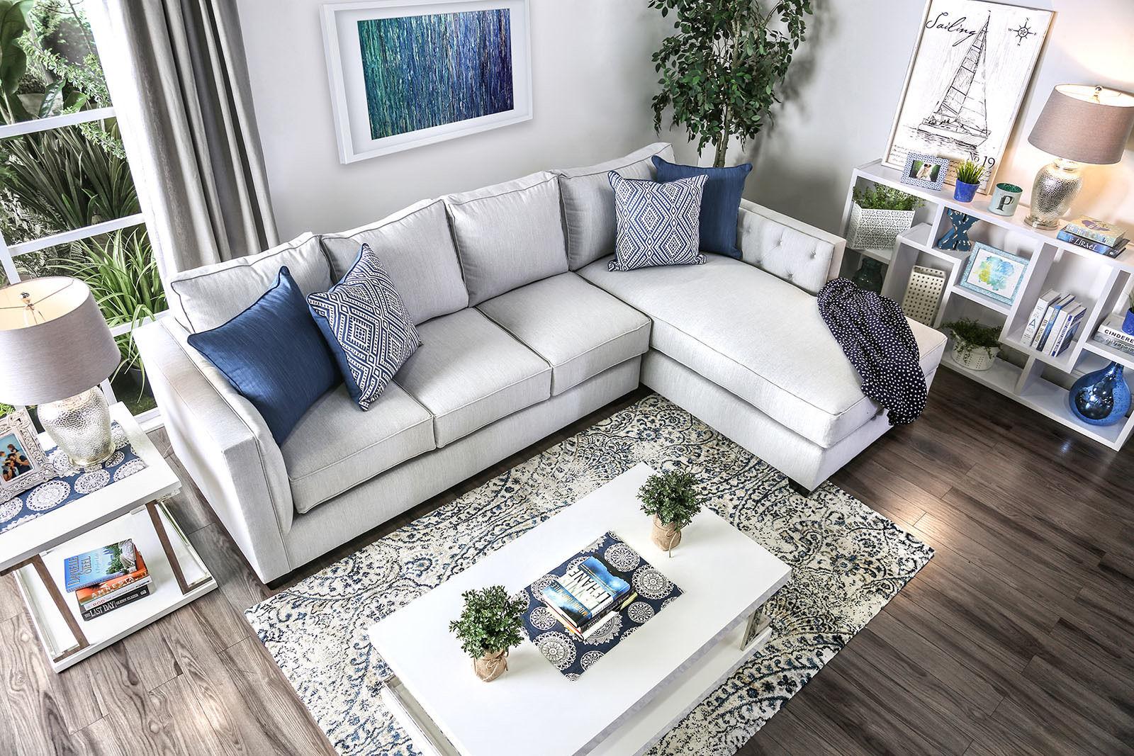

    
Gray & Blue Fabric Sectional Sofa ORNELLA SM2671 Furniture of America Modern
