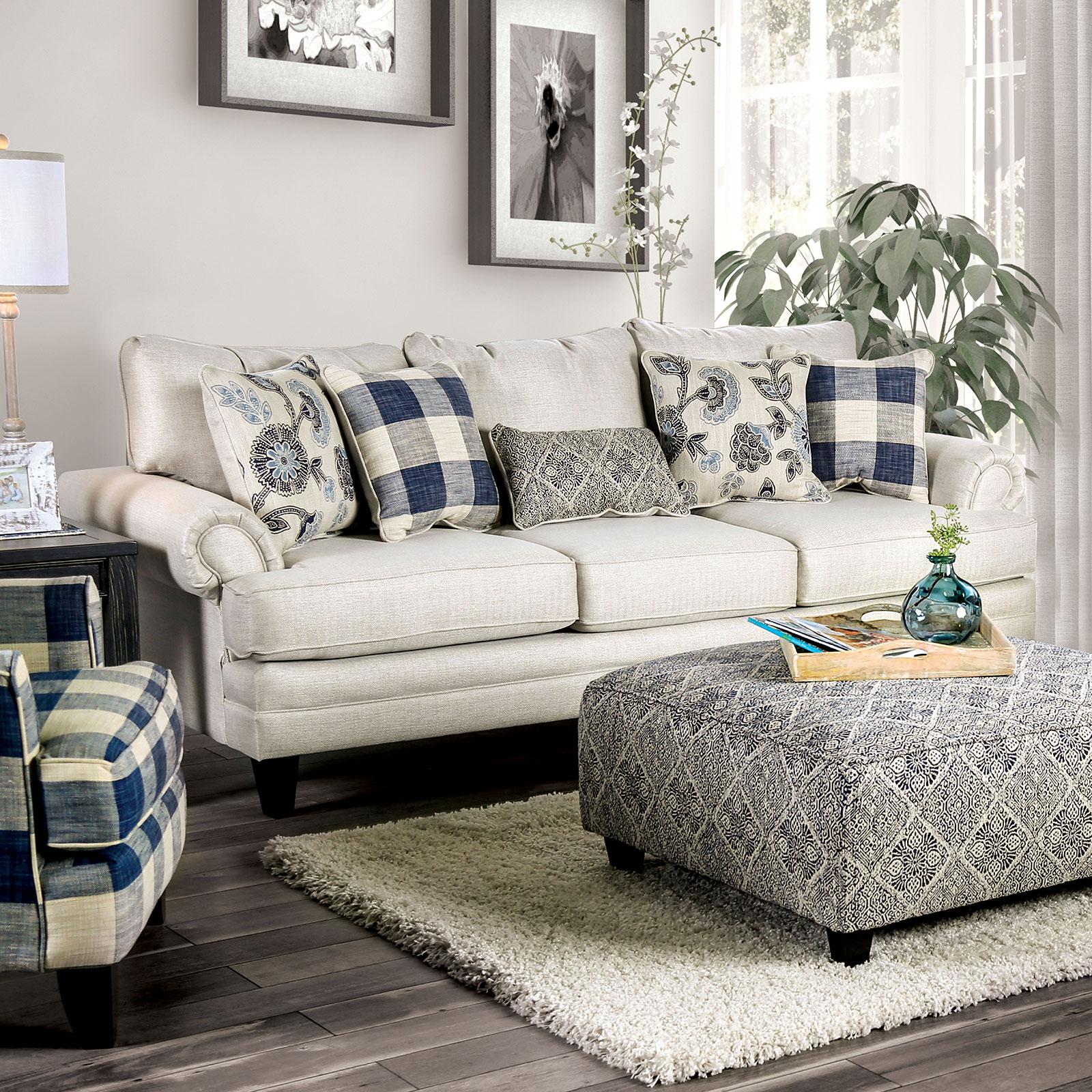 Transitional Sofa NASH SM8101-SF SM8101-SF in Ivory Fabric