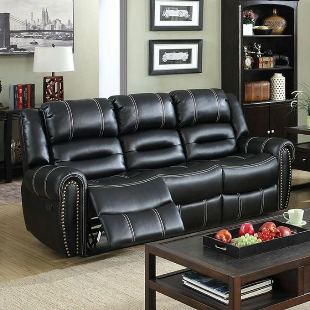 

    
Black Leatherette Recliner Sofa FREDERICK CM6130-SF FOA Transitional
