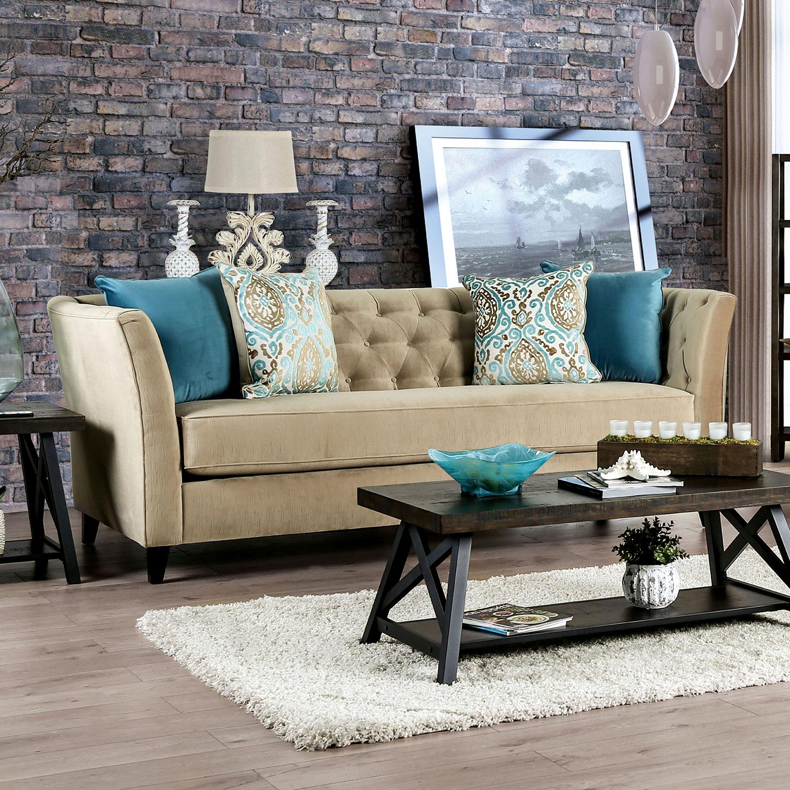 Transitional Sofa MONAGHAN SM2666-SF SM2666-SF in Brown Fabric