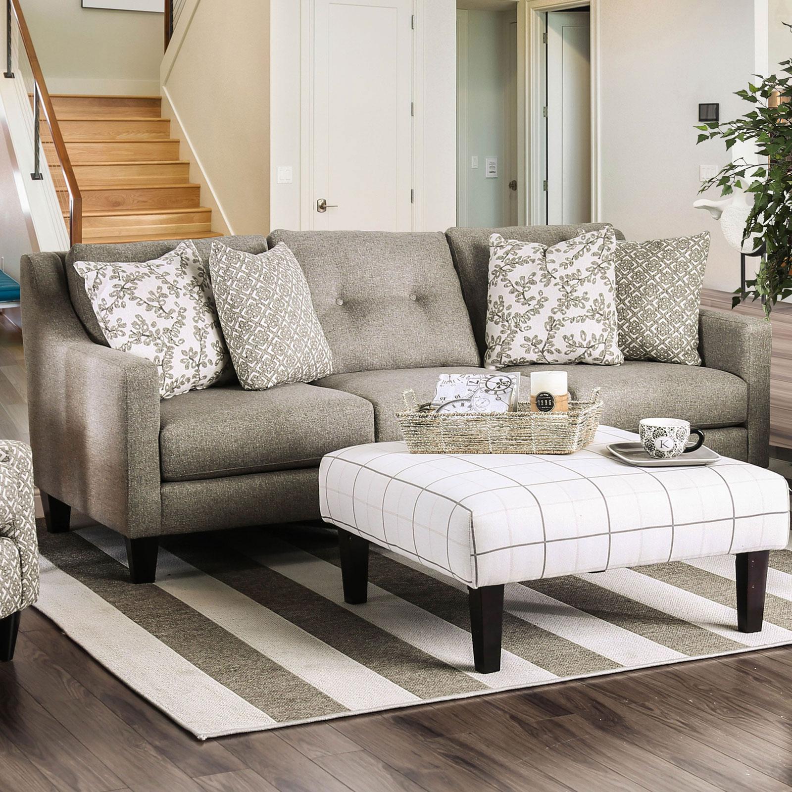 

    
Gray Fabric Sofa DORSET SM8564-SF Furniture of America Transitional
