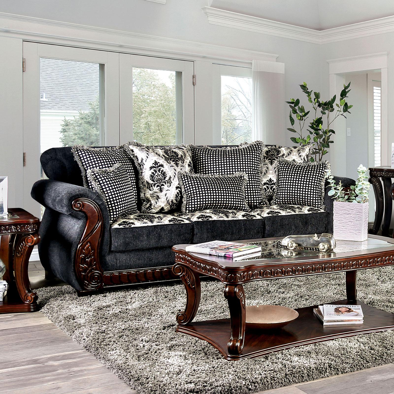 

    
Dark Gray Chenille Sofa WHITLAND SM6218-SF Furniture of America Traditional
