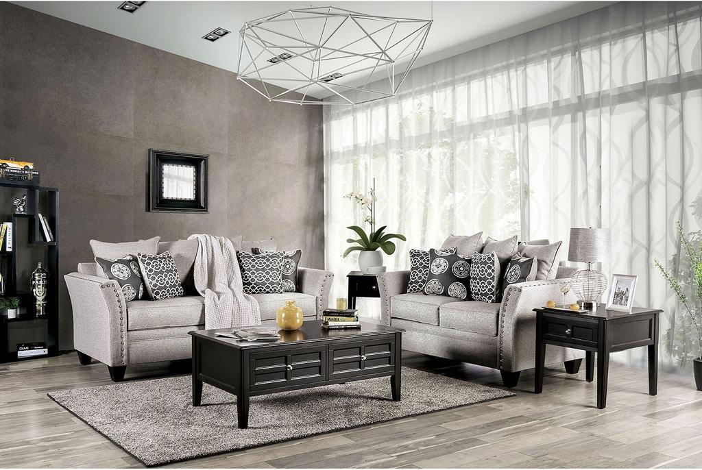 

    
Gray Chenille Sofa TALGARTH SM6221-SF Furniture of America Transitional
