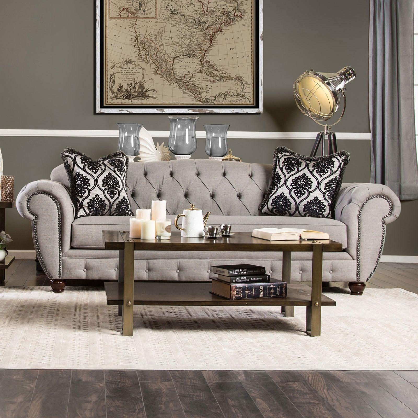 

    
Glam Gray Linen-like Fabric Sofa VIVIANA SM2291-SF Furniture of America
