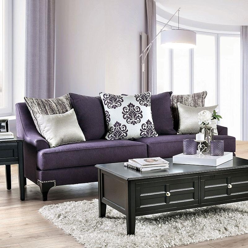 

    
Purple Chenille Sofa SISSETON SM2208-SF Furniture of America Transitional
