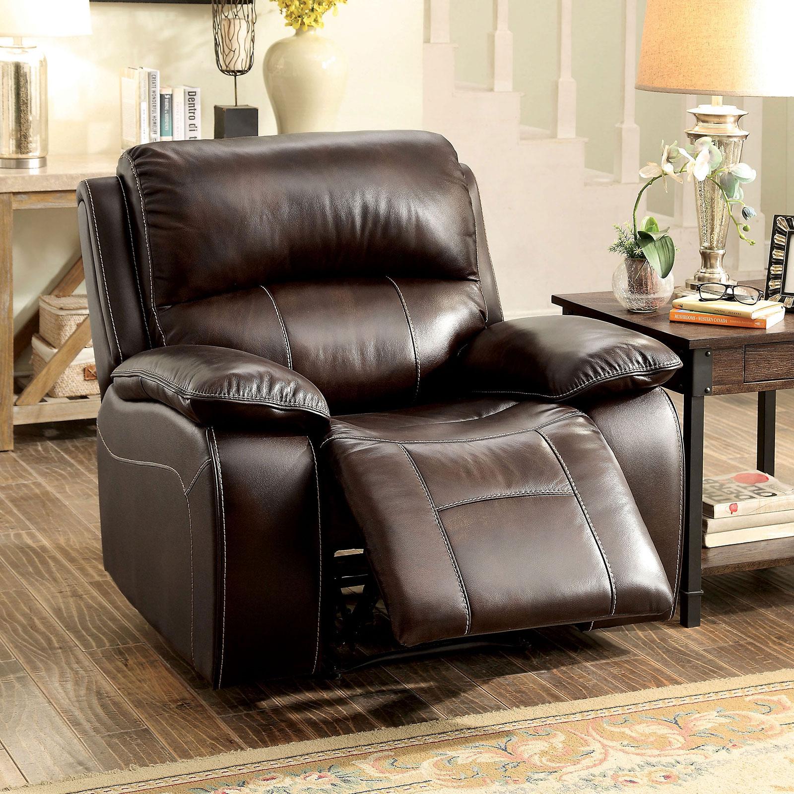 

    
Brown Faux Leather Armchair RUTH CM6783BR-CH Furniture of America Transitional
