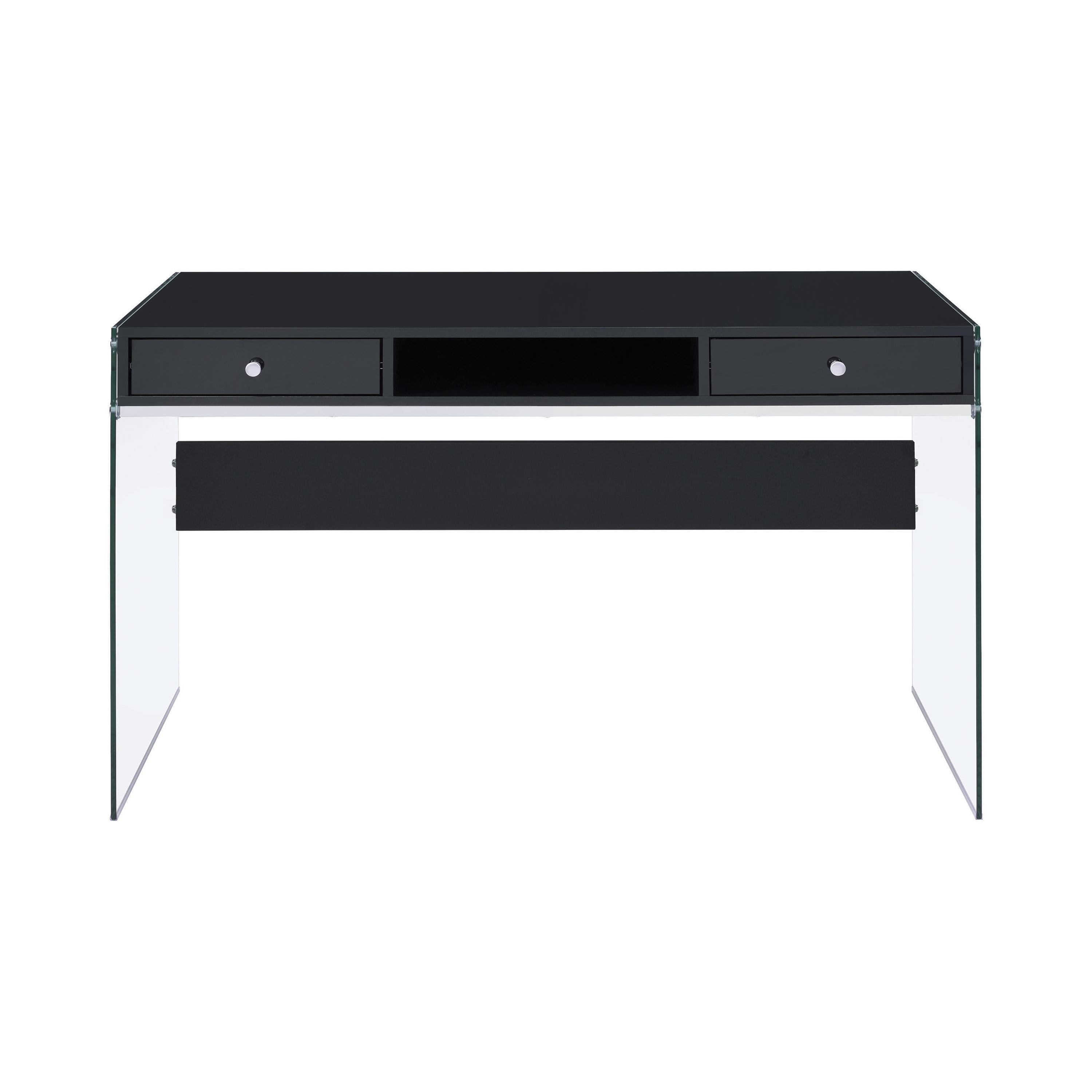 

    
Transitional Glossy Black Tempered Glass Writing Desk Coaster 800830 Dobrev

