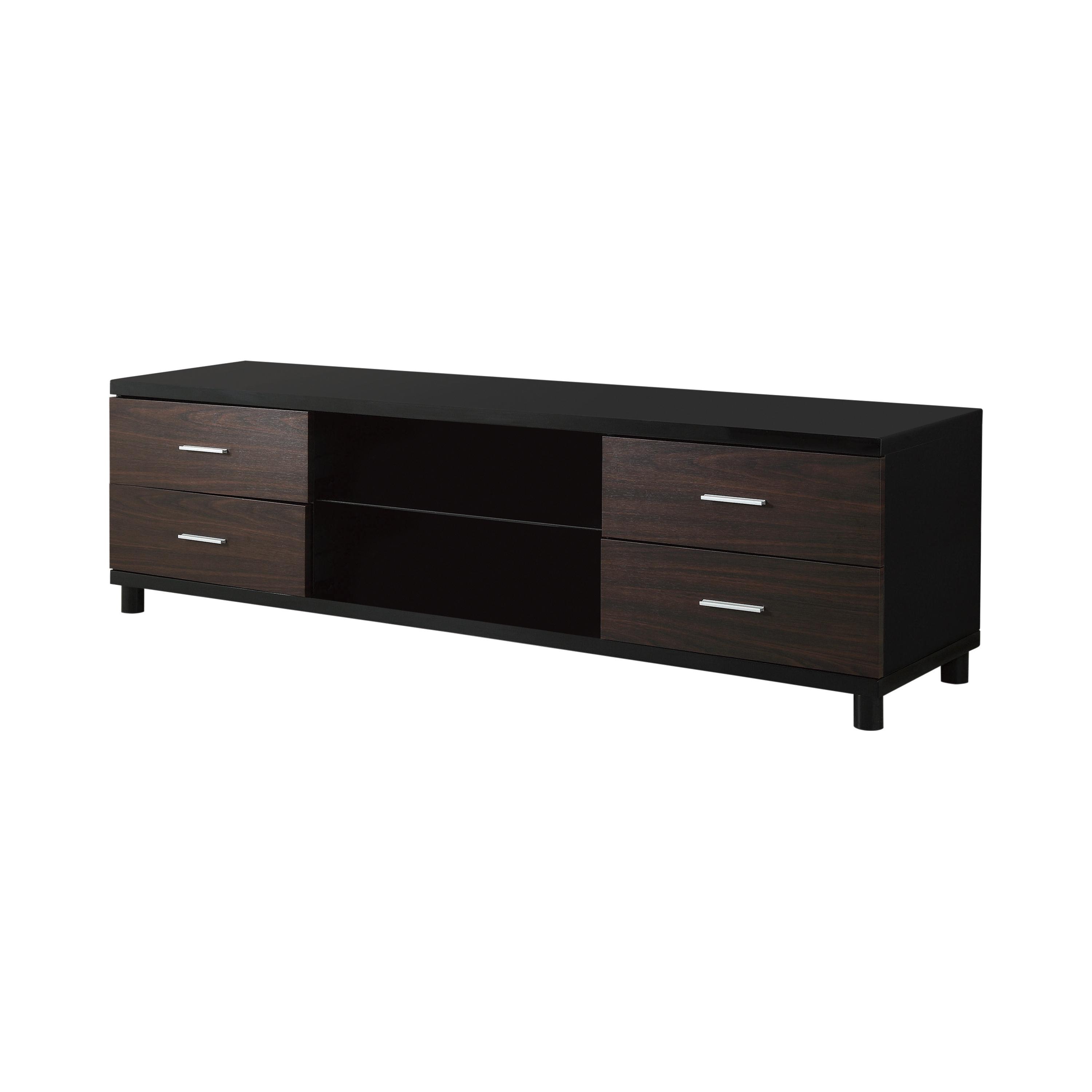 Transitional Tv Console 700826 700826 in Walnut, Black 