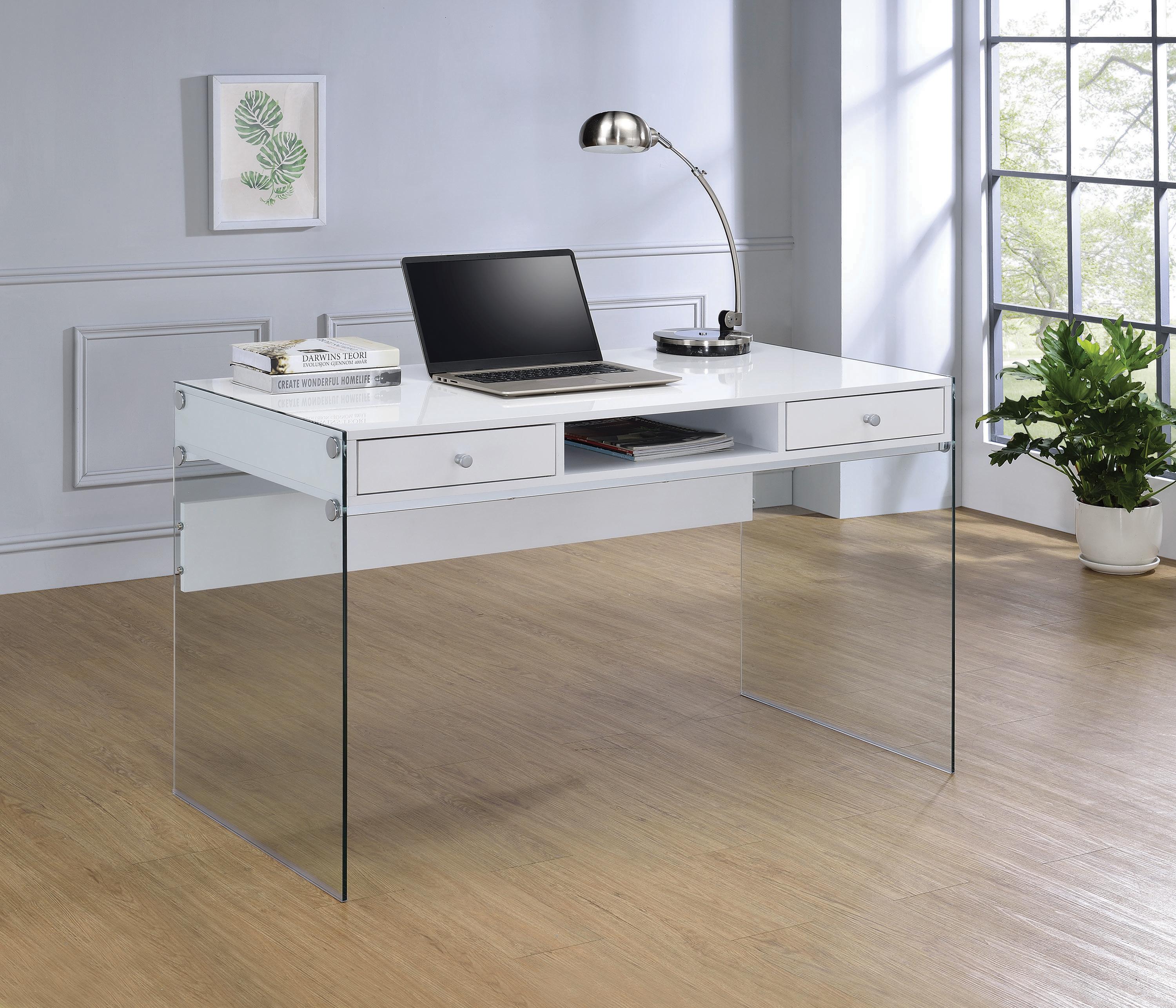 

                    
Buy Transitional Glossy White Tempered Glass Writing Desk Coaster 800829 Dobrev
