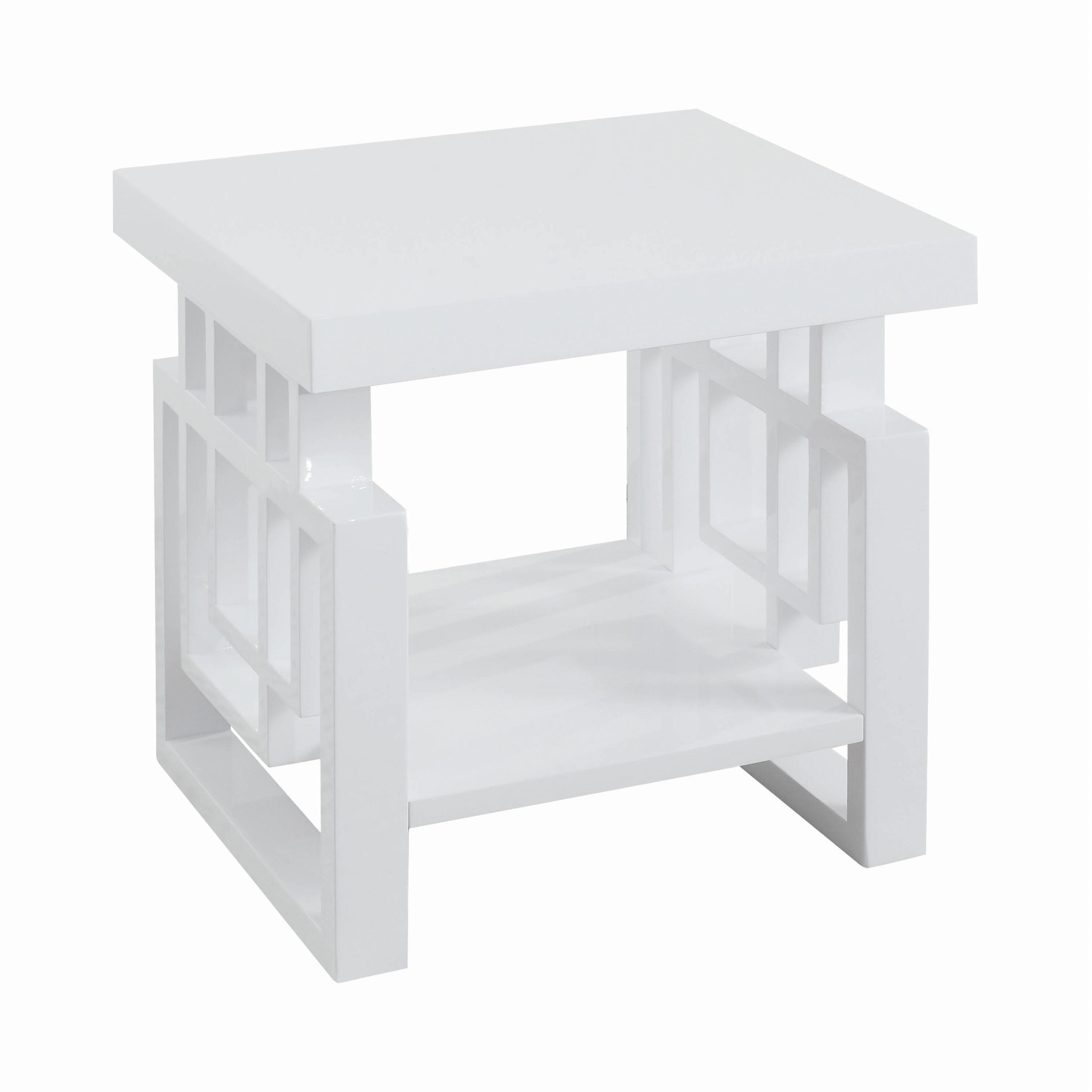 

    
Transitional Glossy White Wood End Table Coaster 705707
