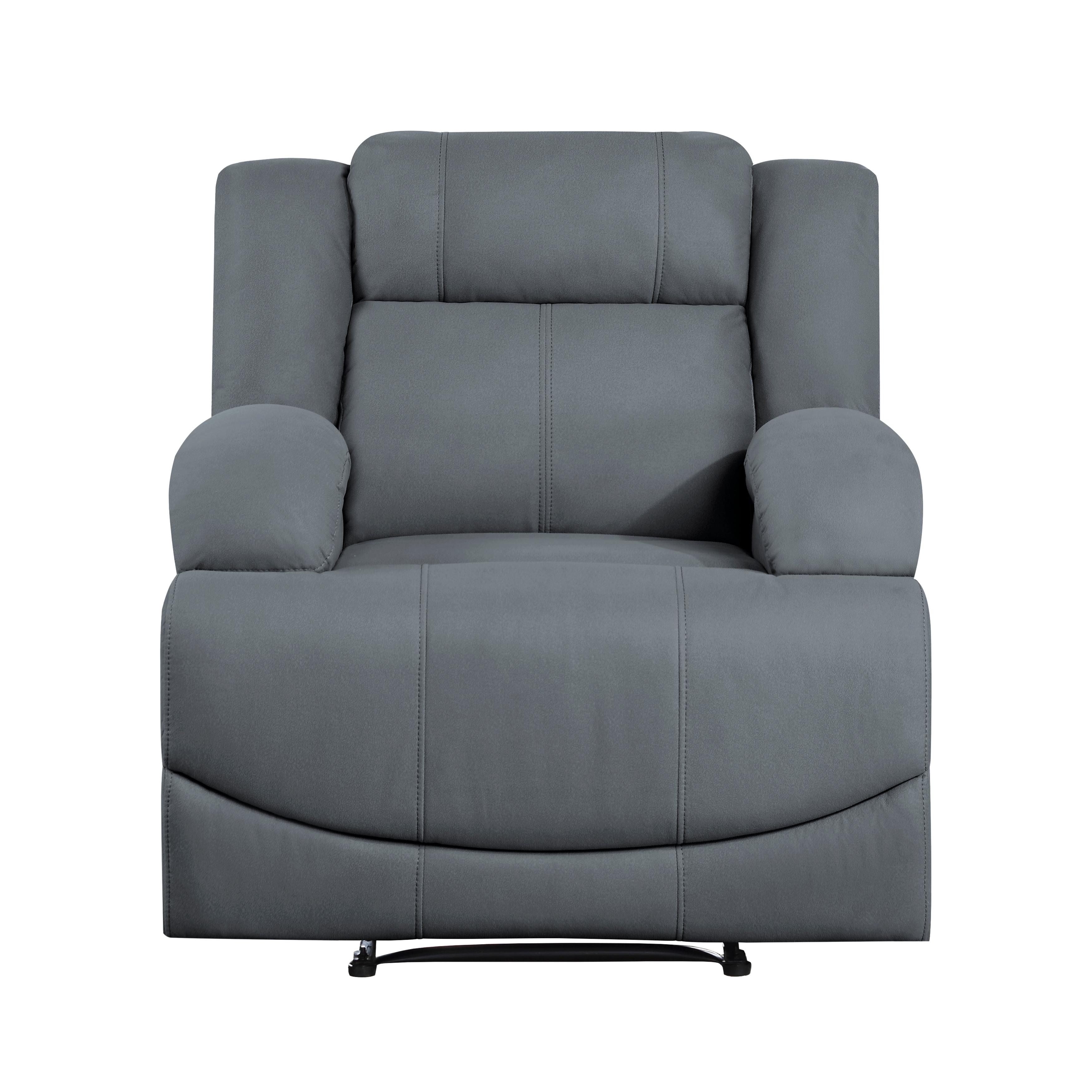 

    
Transitional Graphite Blue Microfiber Reclining Chair Homelegance 9207GPB-1 Camryn
