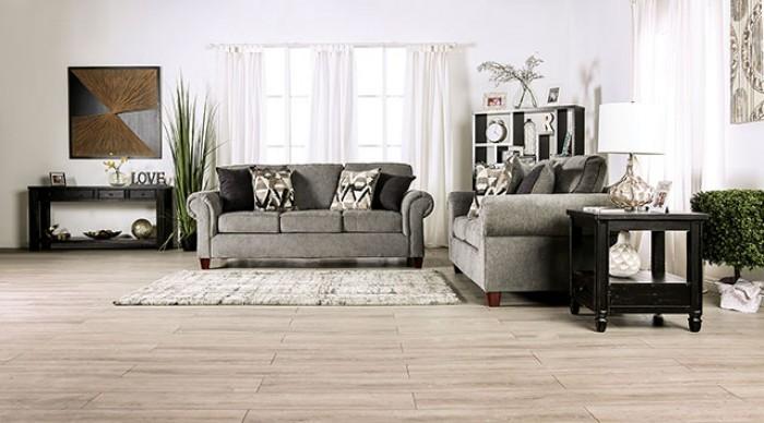 

    
Transitional Graphite Chenille Sofa and Loveseat Furniture of America Delgada

