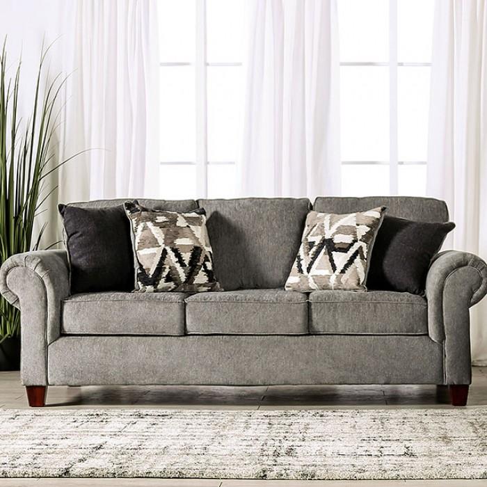 

    
Transitional Graphite Chenille Sofa Furniture of America SM7750-SF Delgada
