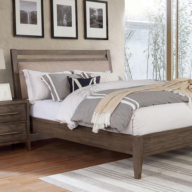 Transitional Upholstered Cal King Platform Bed In Chestnut Eutropia By Furniture Of America