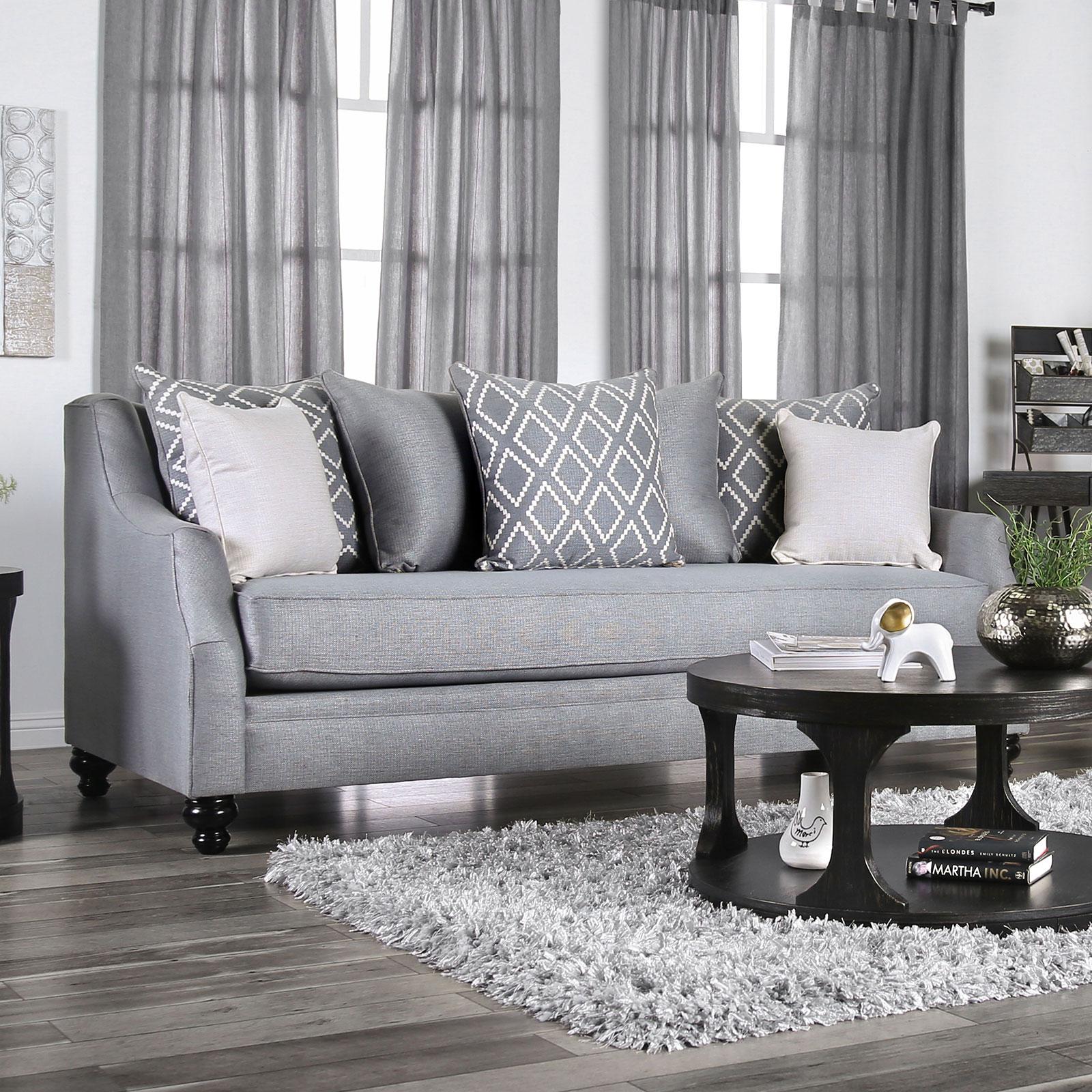 

    
Transitional Gray Burlap Weave Sofa and Loveseat Furniture of America Nefyn
