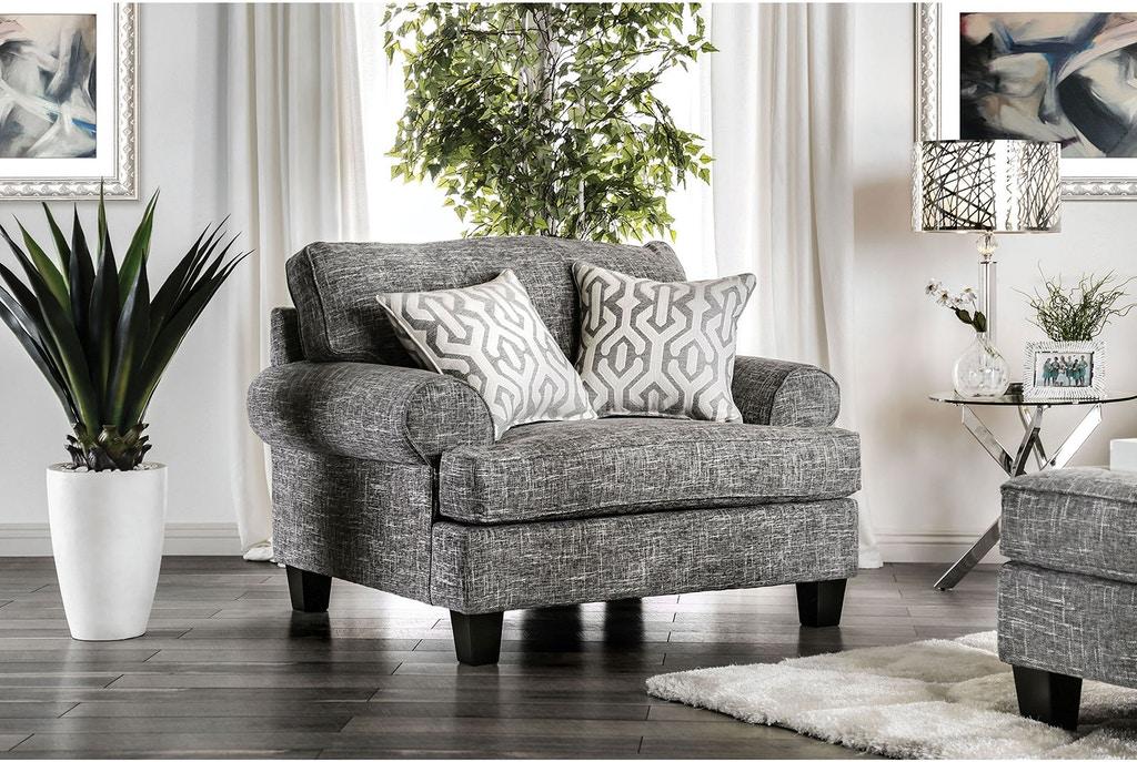 

    
Transitional Gray Burlap Weave Sofa and Oversized Chair Furniture of America Pierpont
