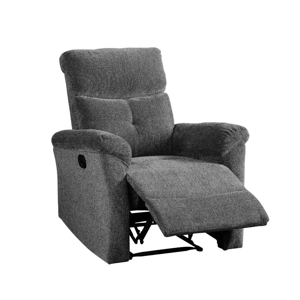 Transitional Glider Reclining Chair Treyton 51817 in Gray Chenille