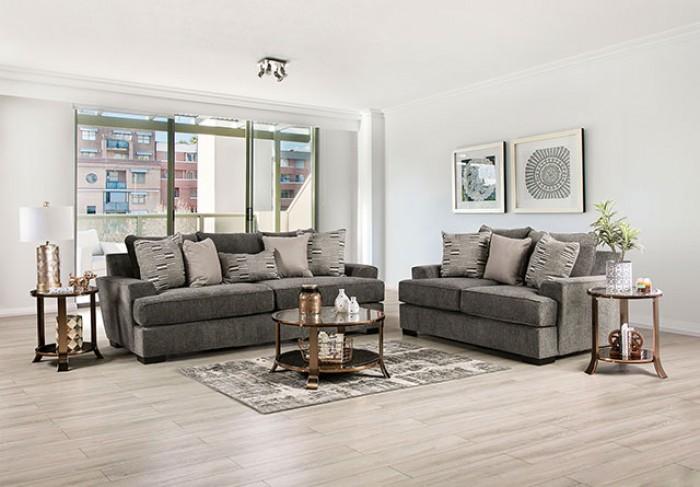 Transitional Sofa and Loveseat Set SM1220-SF-2PC Holborn SM1220-SF-2PC in Gray Chenille