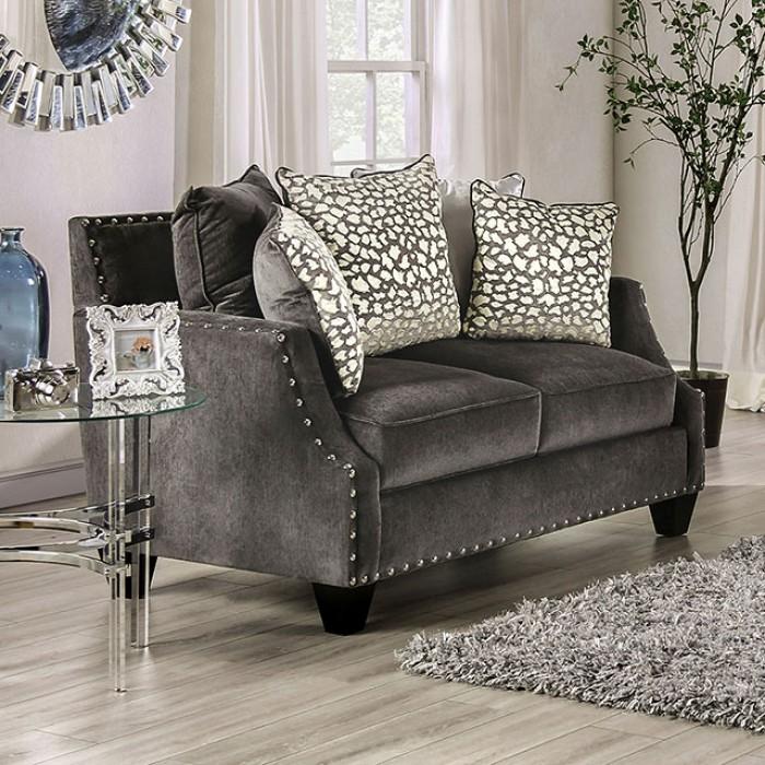 

    
Transitional Gray Chenille Loveseat Furniture of America SM6227-LV Hendon
