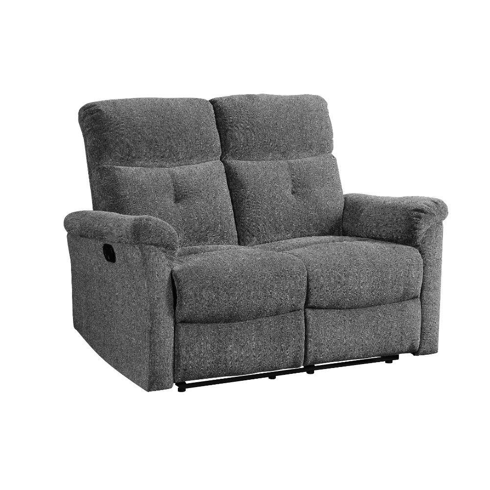 

    
51815-3pcs Transitional Gray Chenille Motion Sofa + Loveseat + Recliner by Acme Treyton 51815-3pcs
