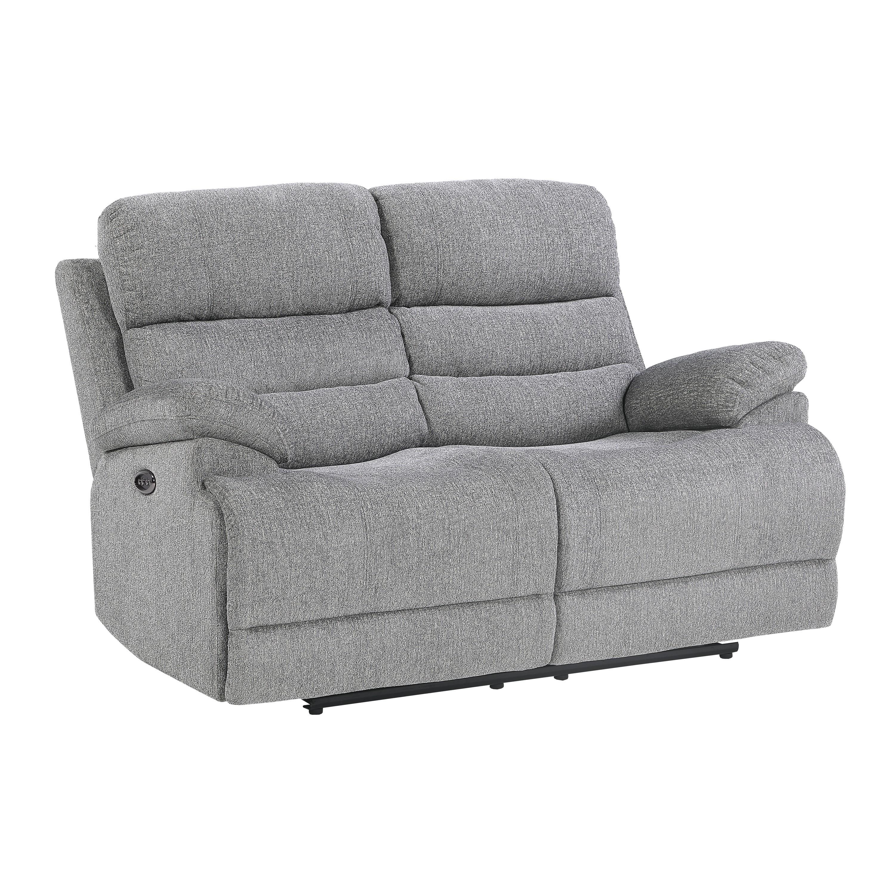 

    
Transitional Gray Chenille Power Reclining Loveseat Homelegance 9422FS-2PWH Sherbrook
