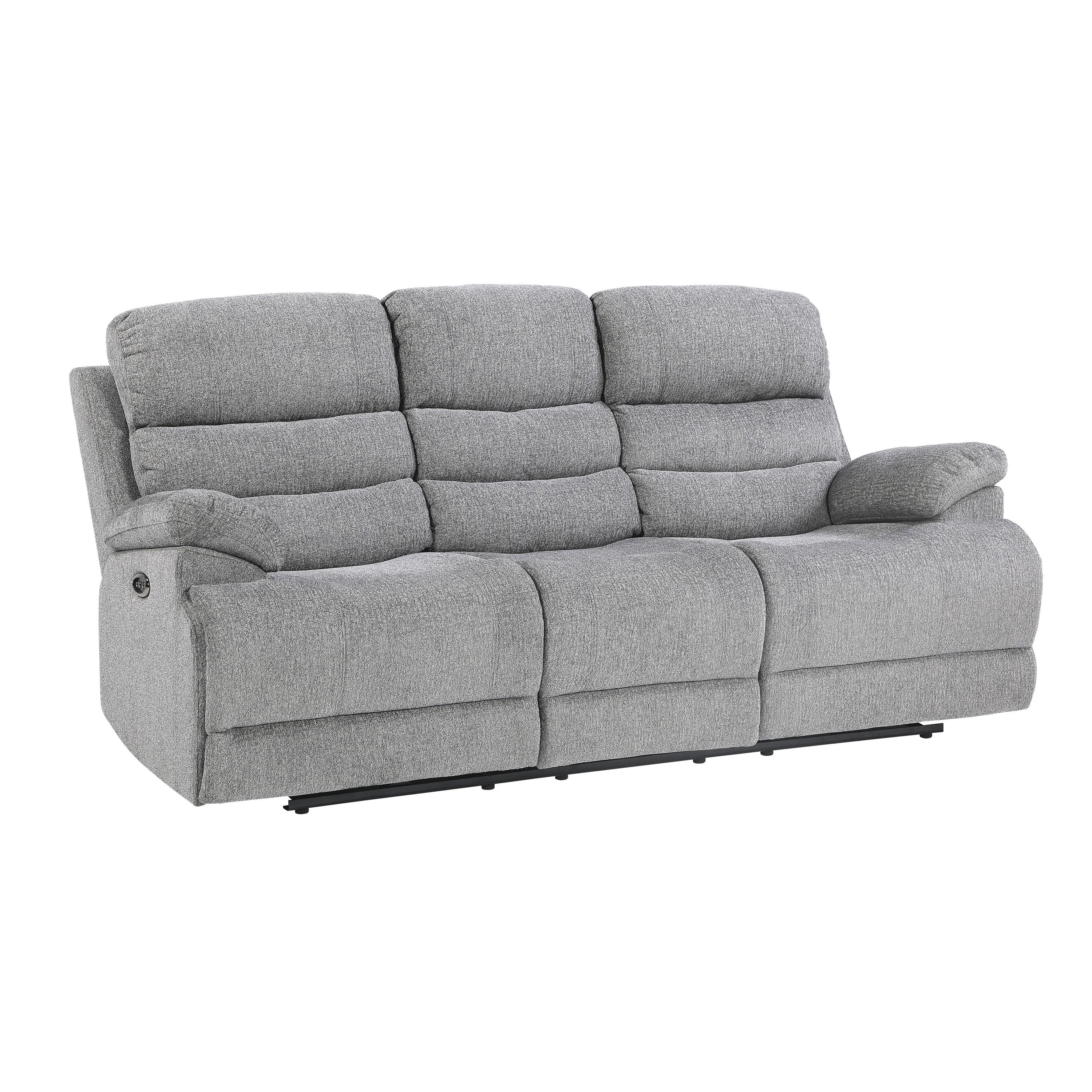 

    
Transitional Gray Chenille Power Reclining Sofa Homelegance 9422FS-3PWH Sherbrook
