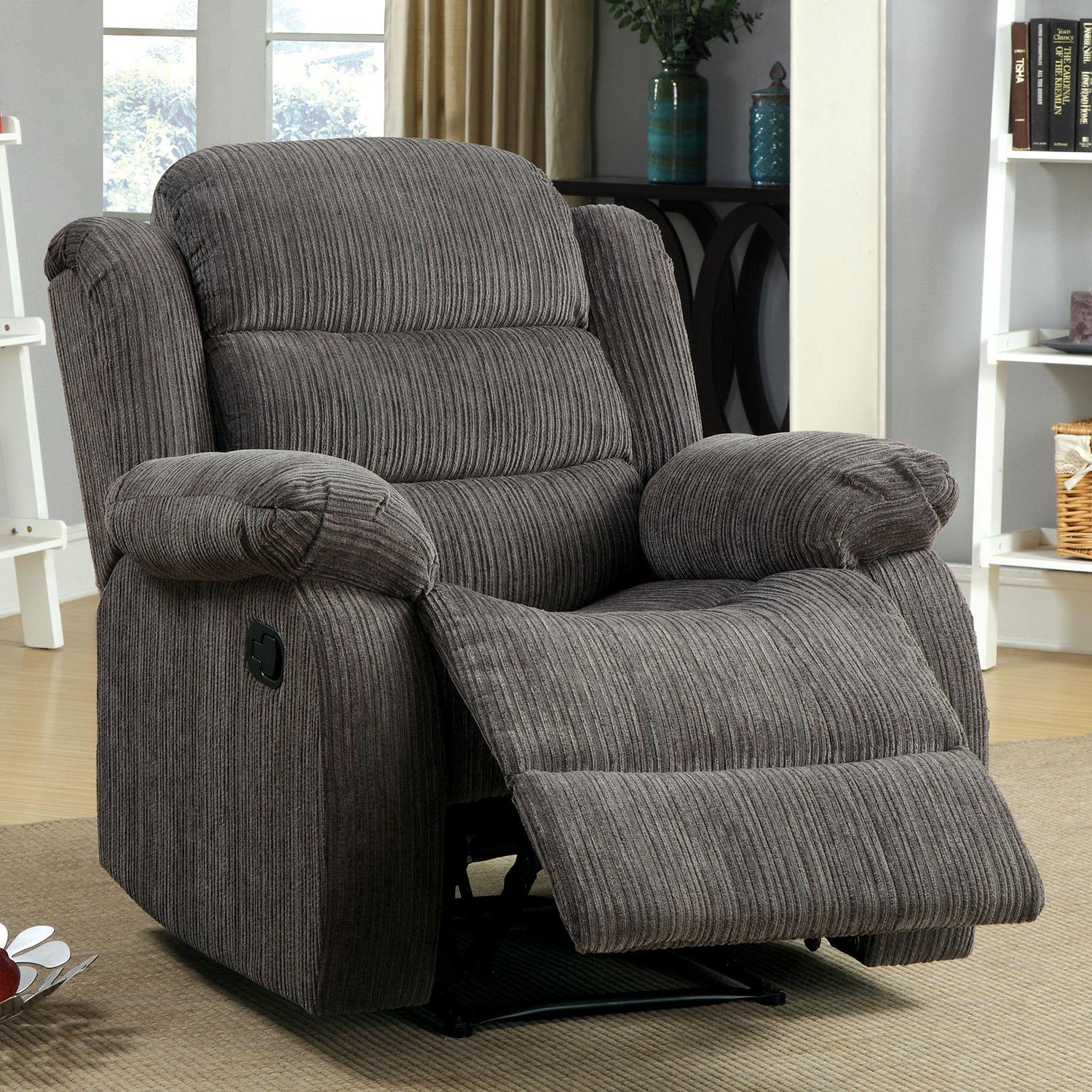 

    
Transitional Gray Chenille Recliner Furniture of America CM6173GY-CH Millville
