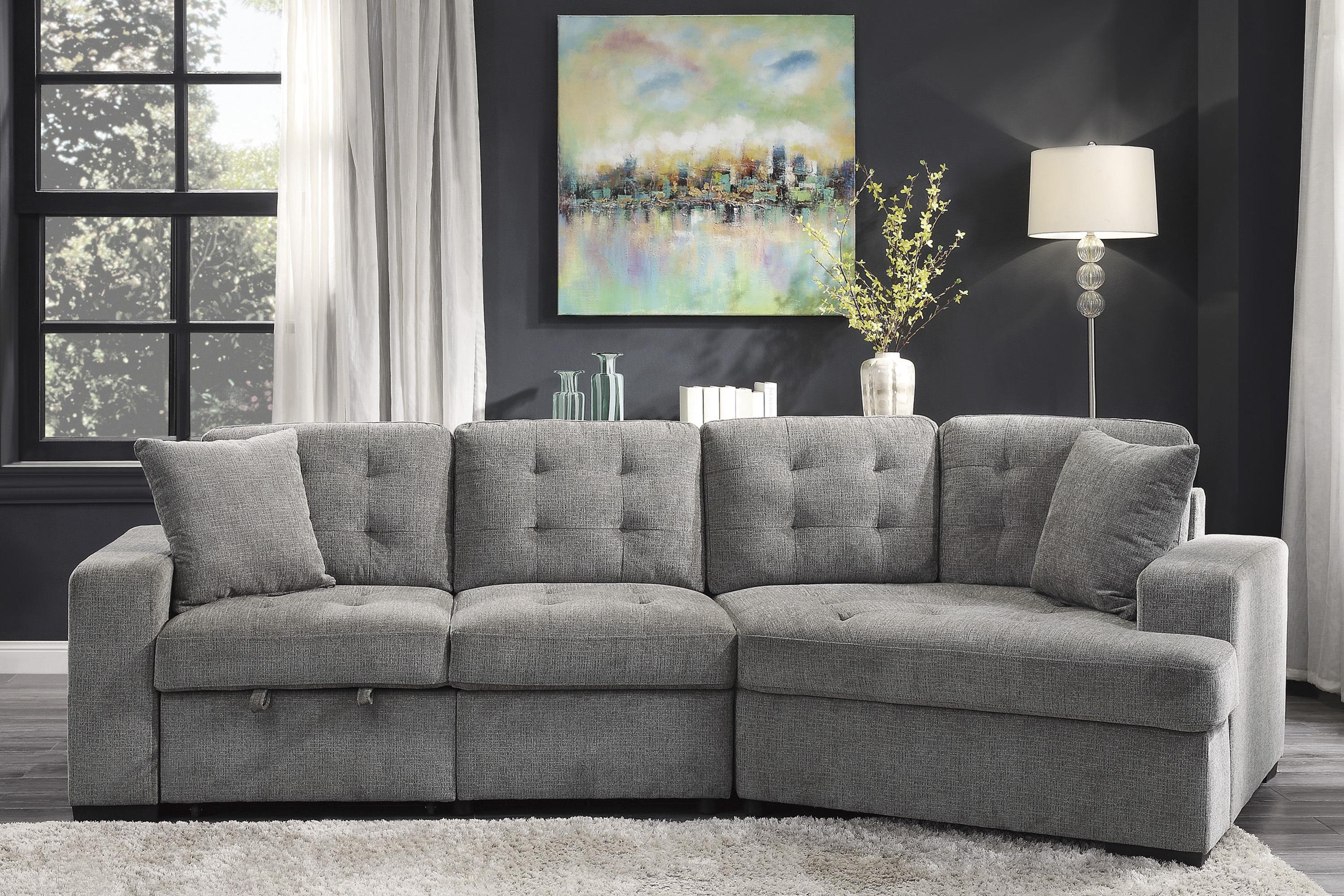 

    
 Order  Transitional Gray Chenille 2-Piece Sectional Homelegance 9401GRY*22LRU Logansport
