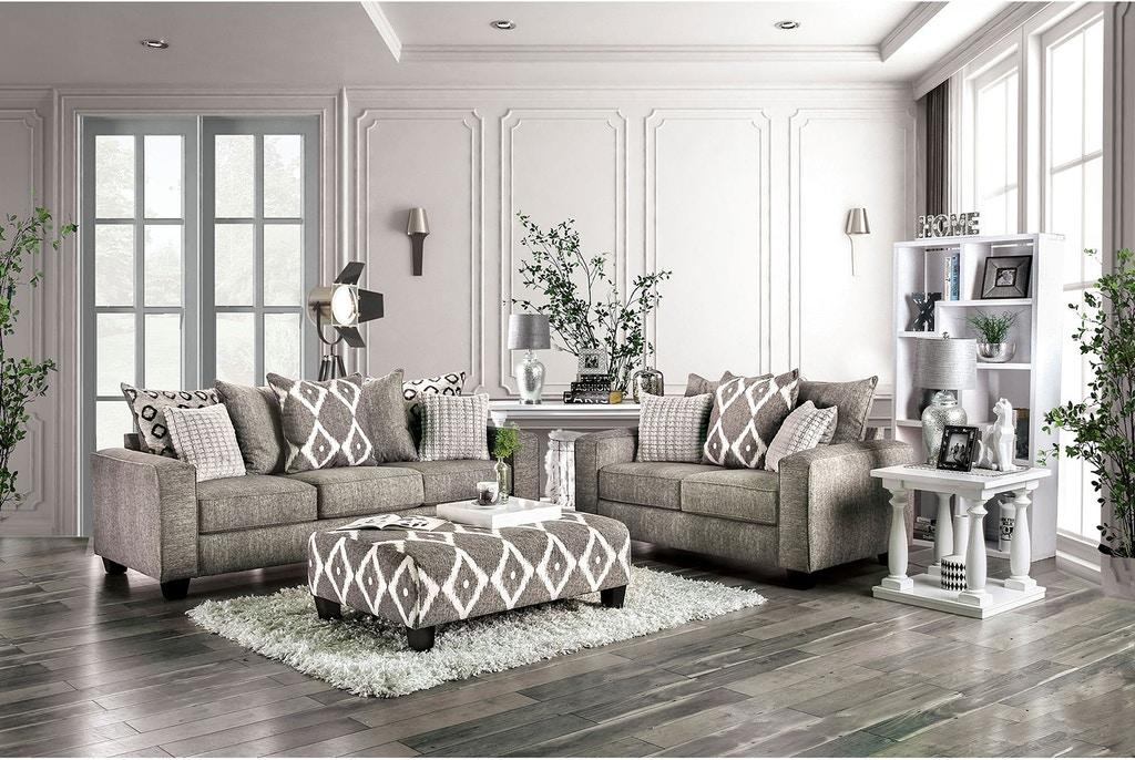 

    
Transitional Gray Chenille Sofa and Loveseat Furniture of America Basie
