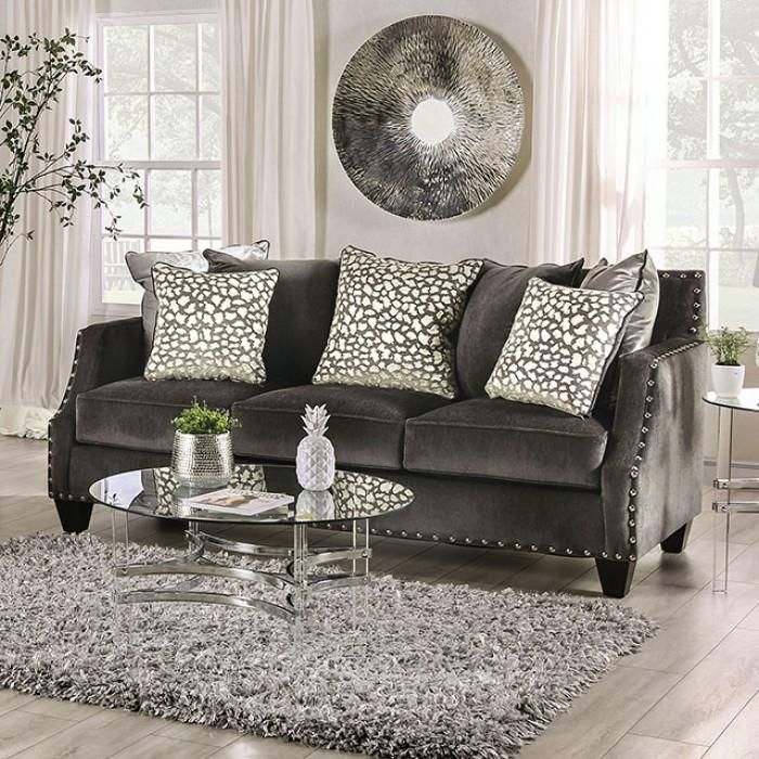 

    
Transitional Gray Chenille Sofa and Loveseat Furniture of America Hendon
