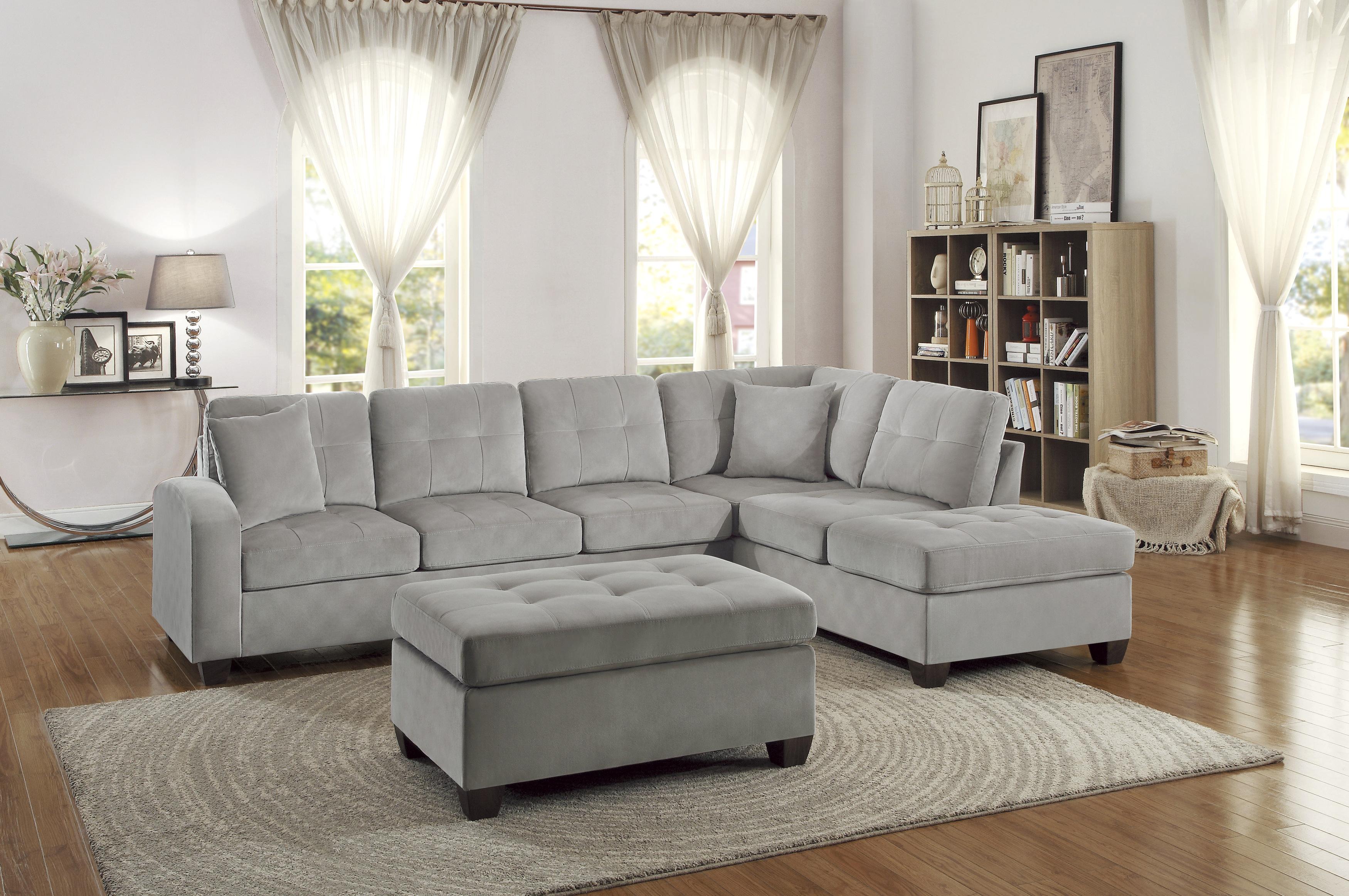 

    
 Order  Transitional Taupe Fabric 2-Piece Sectional w/Ottoman Homelegance 8367TP*3 Emilio
