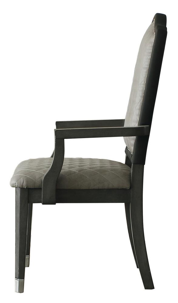 

    
Transitional Gray Fabric & Charcoal 2x Dining Arm Chairs by Acme House Beatrice 68813-2pcs
