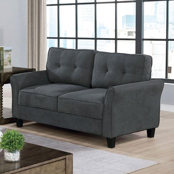 

    
Transitional Gray Fabric Loveseat Furniture of America CM6213GY-LV Alissa
